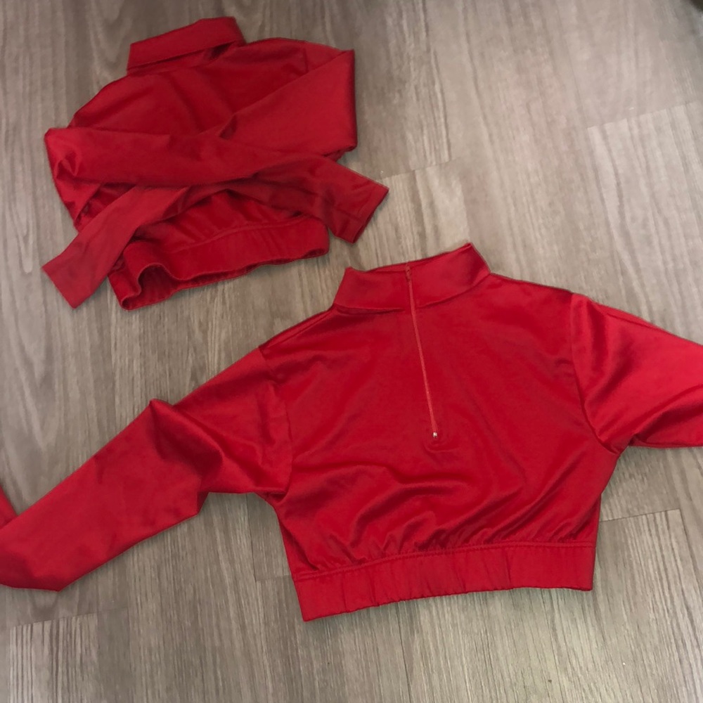 Set of 2 Midriff athletic turtleneck bodysuit
